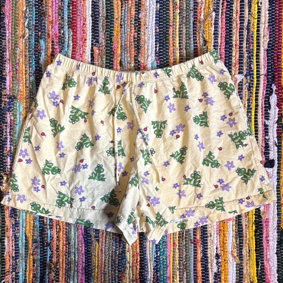 Vintage 100% Cotton Frog and Floral Print PJ Shorts Size Small - Picture 1 of 2